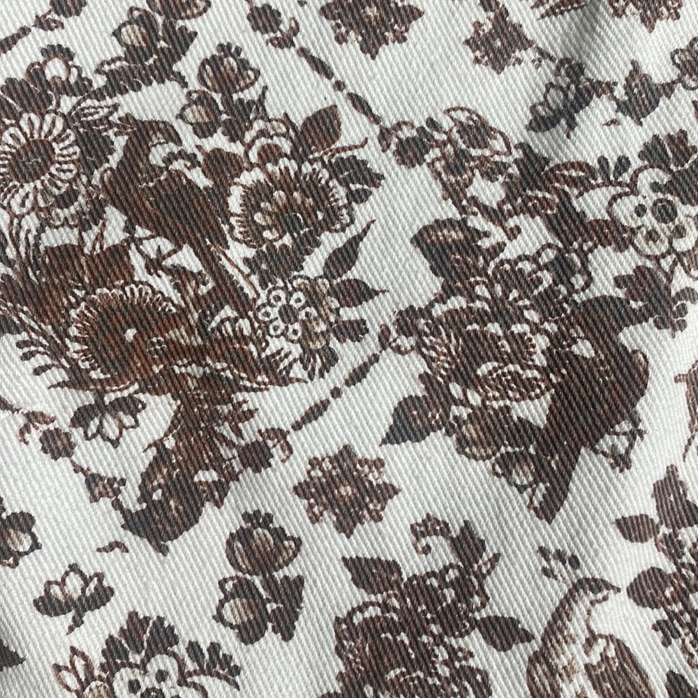 Missguided - Romantic Brown Co-Ord Porcelain Print Denim Crop Top - Picture 8 of 8